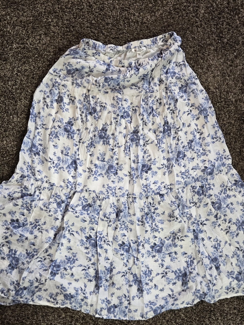 JohnPaulRichard White and Blue Floral Maxi Skirt
